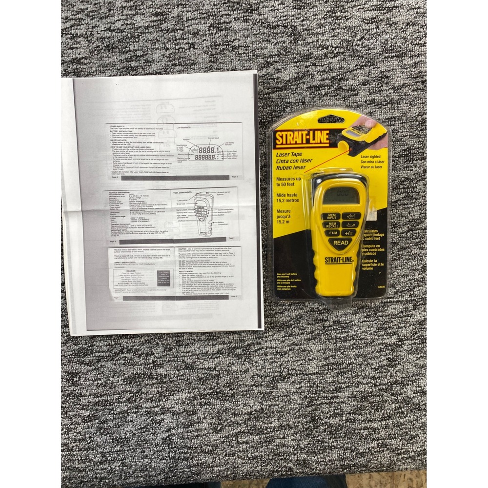 Strait Line Laser Tape 64030 Digital Measure 50 Ft VTG 2003 Newell Rubbermaid - Picture 4 of 4
